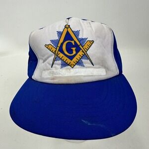 Vintage Mason Trucker Hat Cap Blue Logo Freemason Retro Baseball Cap Full Foam